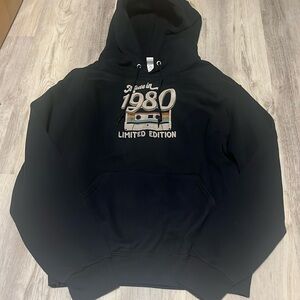 Made in 1980 Limited Edition Retro Black Hoodie 80’s Small